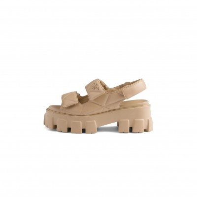 PRADA MONOLITH LEATHER SANDALS 